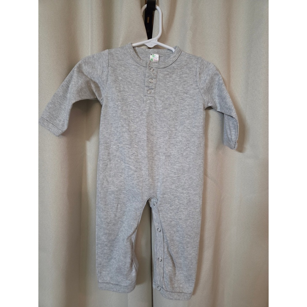 Laughing Giraffe Baby Romper Blank Heather Gray Henley One Piece 6-12 Months